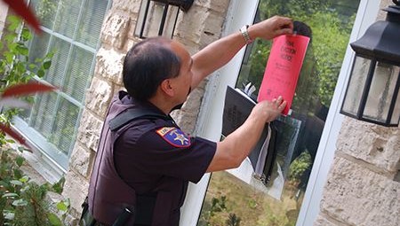 how to deal with a tenant that is not paying rent. A notice on the door works wonders.